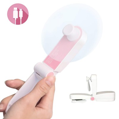 Portable Mini Handheld Fans, Small Personal Pocket Little Fan for Home Office Hiking Travelling, USB Rechargeable, Two Modes, Soft TPE Material, Pink 